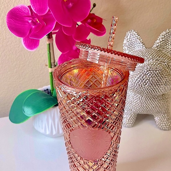 ✨Starbucks Holiday 2021💗💛Jewel Diamond bling studded⭐️Tumbler cup Rose Gold - Picture 4 of 4